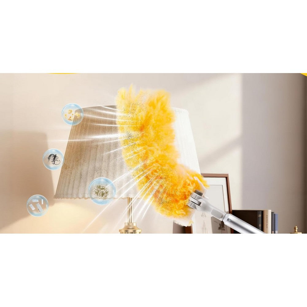 Extendable Duster Handle with 20 Refills Microfiber Dusting Pads for Ceiling-Yellow