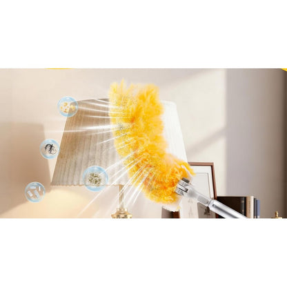 Extendable Duster Handle with 20 Refills Microfiber Dusting Pads for Ceiling-Yellow