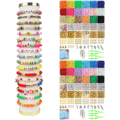 Clay Beads Bracelet Making Kit Friendship DIY Jewelry Making Beads Set