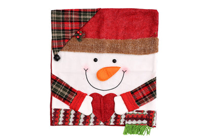 2Pcs Christmas Chair Covers with Santa Hat for Holiday Dinner Party -Snowman