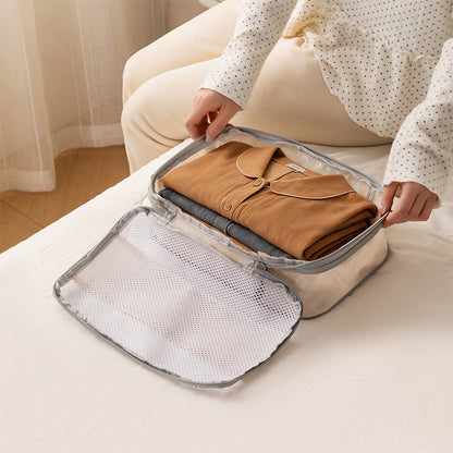 3Pcs Compression Packing Cubes for Travel Lightweight Storage Bags Set-Beige