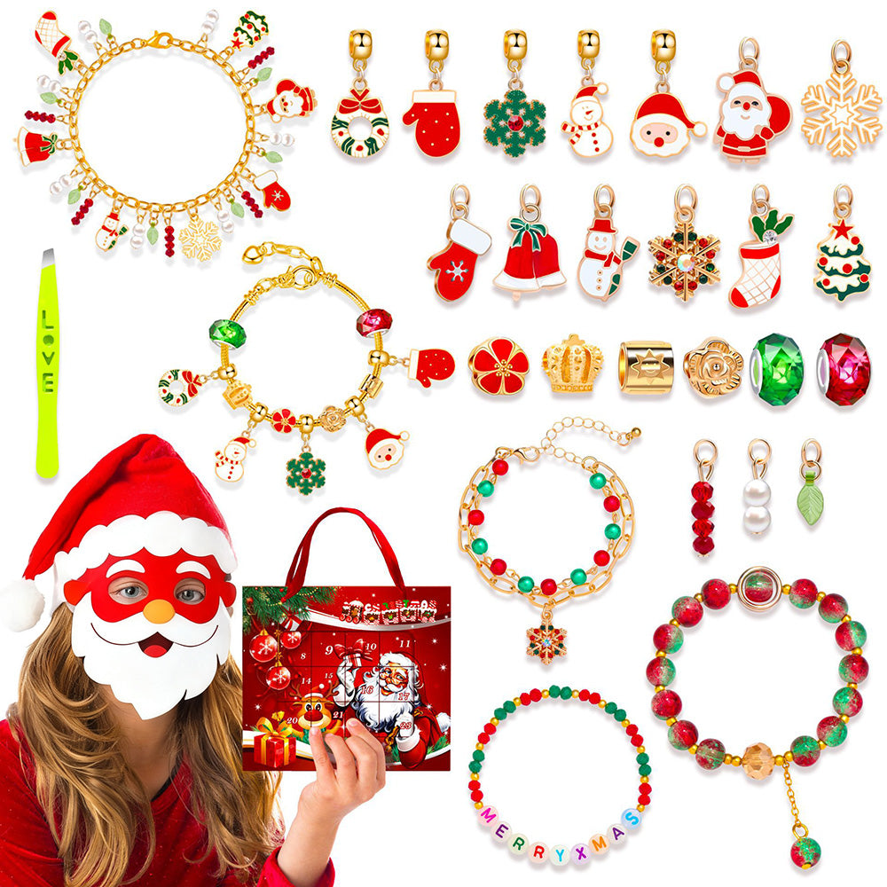 Christmas Advent Calendar Bracelet ¨C Blind Box DIY Charm Bracelet Gift Kit Style 1