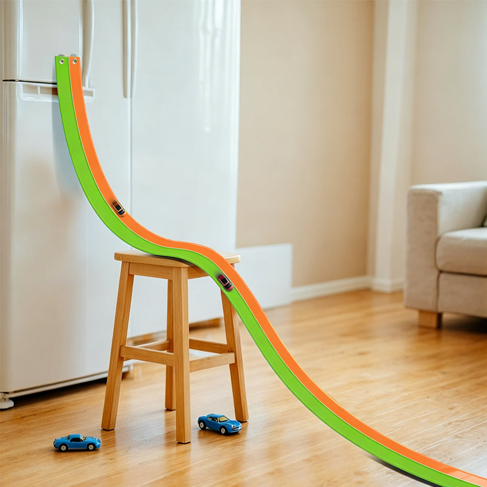 DIY Flexible Car Track Set Bendable Race Track with 4 Toy Cars - Orange
