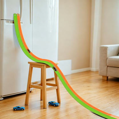 DIY Flexible Car Track Set Bendable Race Track with 4 Toy Cars - Orange