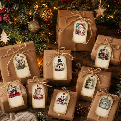 40 Pack Engineered Wood Christmas Gift Tags with Hanging String