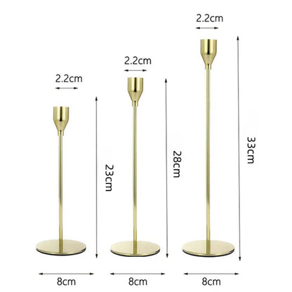 3Pcs Set Metal Candle Holders Taper Decorative Candlestick Holders for Wedding Dinning Party Golden