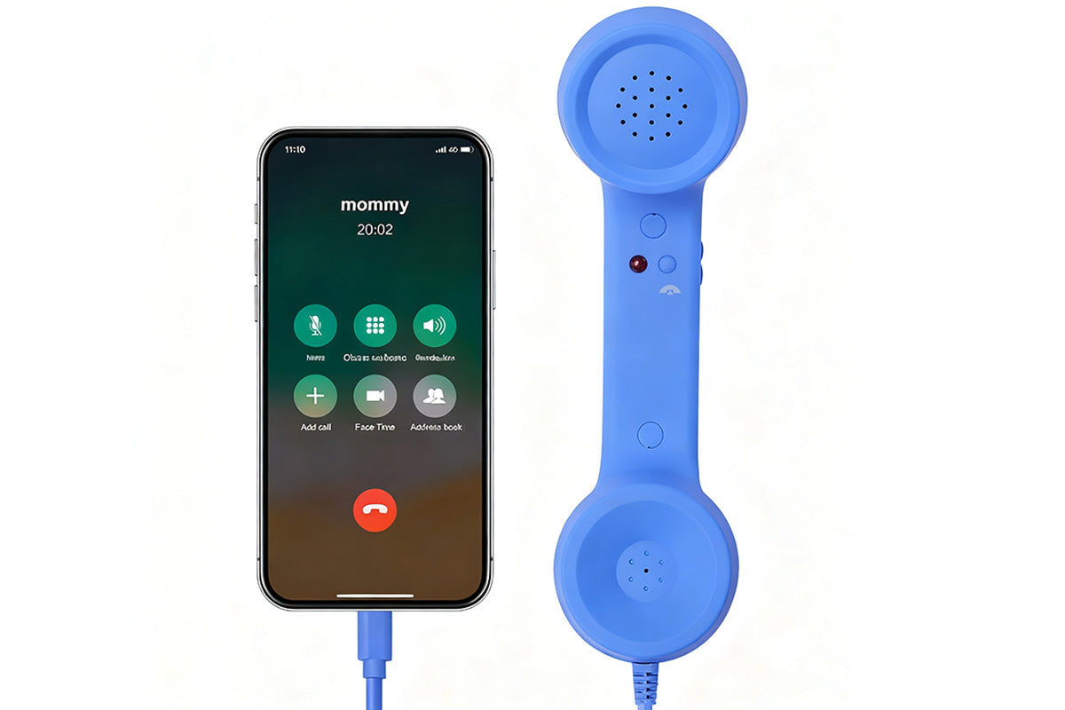 Retro Wired Handheld Telephone Handset with Microphone for Smartphones PC-Blue