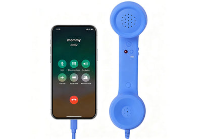Retro Wired Handheld Telephone Handset with Microphone for Smartphones PC-Blue