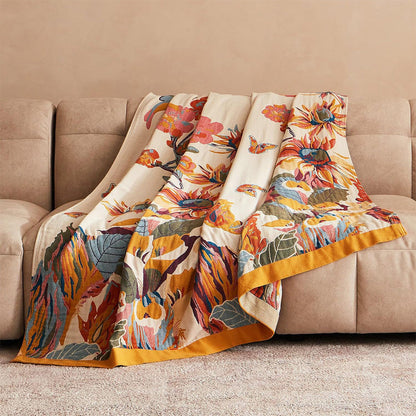 Boho Throw Blanket Soft Cotton Blanket with Double-Sided Printing and Vibrant Eclectic Patterns