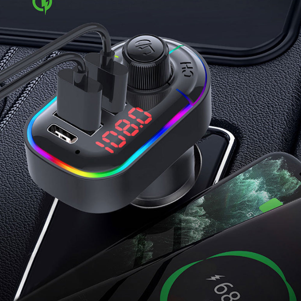 Bluetooth Wireless Radio Car Receiver FM Transmitter Adapter with Dual USB Fast Charging Ports