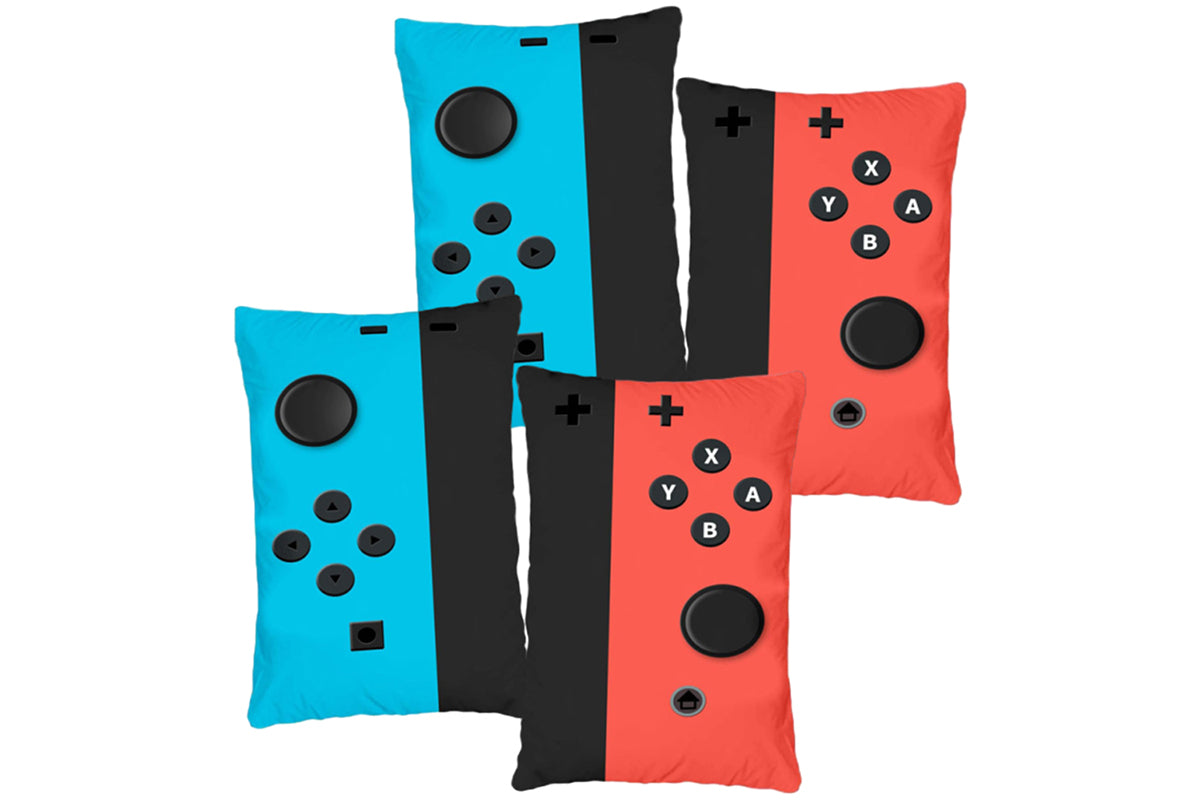4Pcs Soft Gaming Throw Pillow Case Cushion Cover Polyester Gaming Decorative Pillowcase-Blue And Red