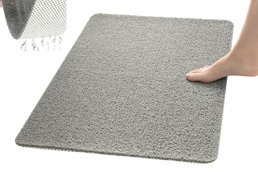 Anti-Slip Loofah Bathroom Mats Quick Drying Bath Tub Mat With Drain-Grey