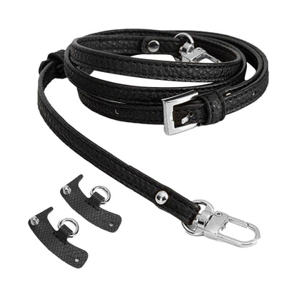 PU Leather Shoulder Strap for Crossbody Bags Genuine Leather Hang Buckle for Longchamp Mini Bag Black