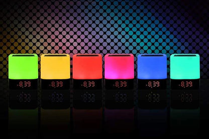 Bluetooth Music Speaker Alarm Clock Touch LED Night Light Desk Bedside Lamp
