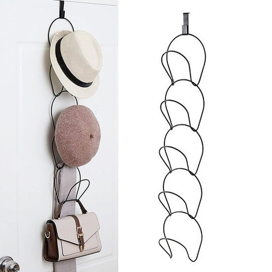 Adjustable 5-Hook Hanging Wig Hat Racks Over The Door Baseball Caps Holder Organizer