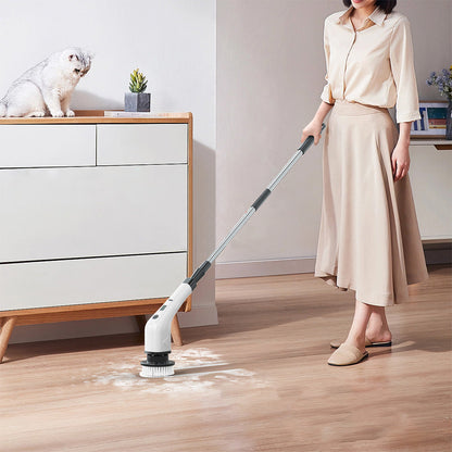 Cordless Electric Spin Scrubber Rechargeable Cleaning Brush with 7 Replaceable Brush Heads White