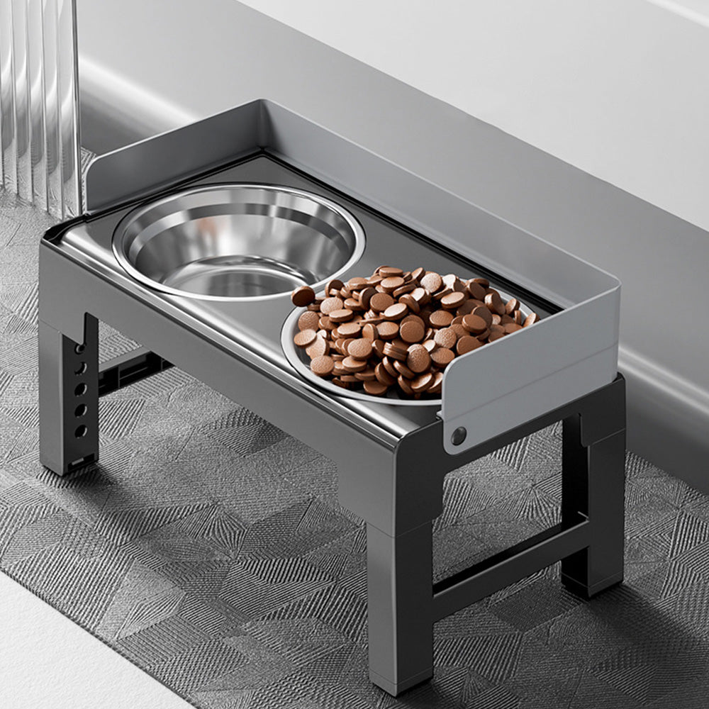 5-Level Height Adjustable Raised Bowl for Pet Dogs Elevated Dog Bowls Grey