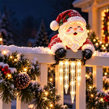 Solar Fence Icicle Light Cascading Glow Holiday Decoration Light - Santa