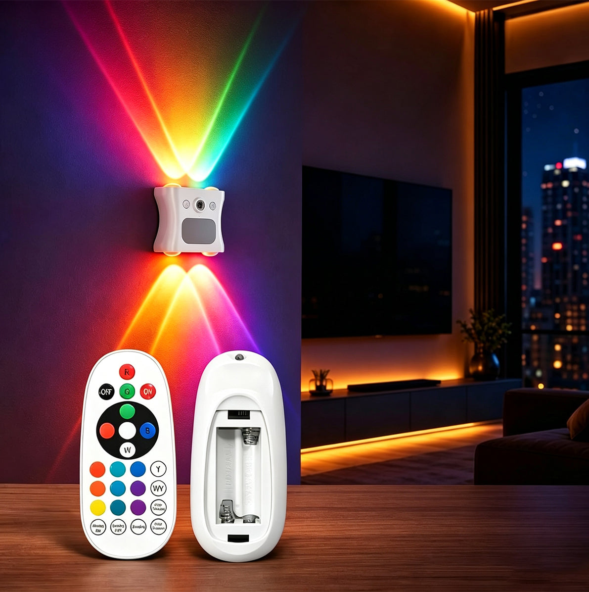 2 Pieces RGB Motion Sensor Night Light 16 Colors Remote Control