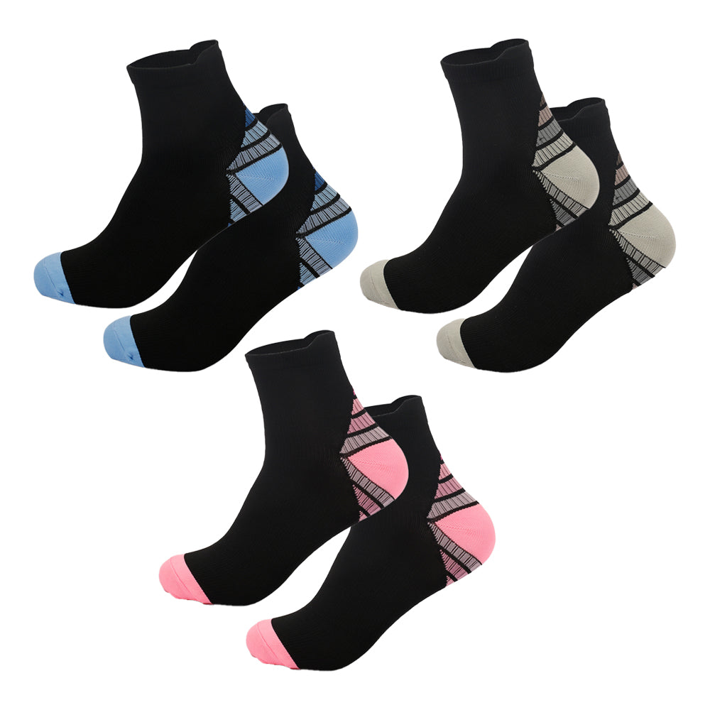 Set of 3 Pairs of Compression Socks Foot Sleeve Ankle Support Socks Style 1
