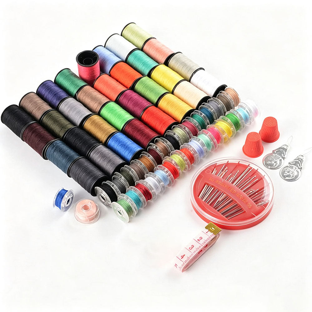 64 Color Sewing Thread Kit with Needles Tape Measure and Sewing Tools