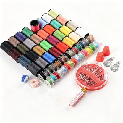 64 Color Sewing Thread Kit with Needles Tape Measure and Sewing Tools