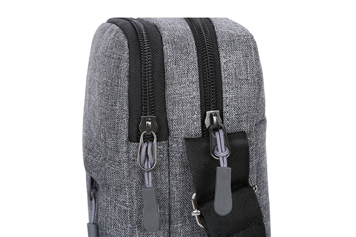 Men's Oxford Crossbody Shoulder Bag with Adjustable Strap and Multi-Pocket Messenger Design-Grey