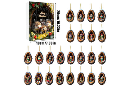 24Pcs Christmas Tree Decoration Hanging Ornaments for Home Holiday -Hedgehog
