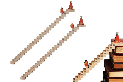 2Pcs Wooden Stair Christmas Advent Calendar Funny Santa Stairs Countdown Calendar Wood Stairs Climbing Decoration