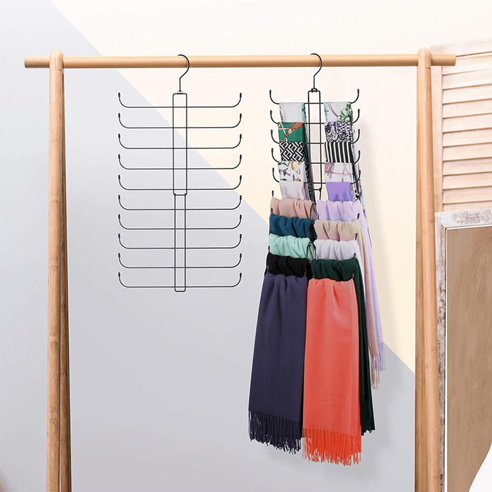 10 Layer Folding Scarf Hanger Organizer for Closet Space Saving-Black