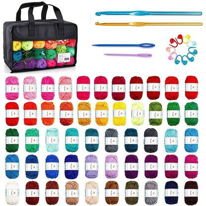 41 Piece Crochet Yarn Set with Hooks Sewing Needles Stitch Markers Storage Bag