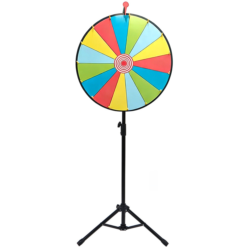 60cm Prize Wheel 15 Slots Colour Spinning Wheel with Adjustable Tripod Floor Stand