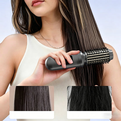2 in 1 Cordless Hair Straightener Brush Curling Iron with LCD Display-Grey