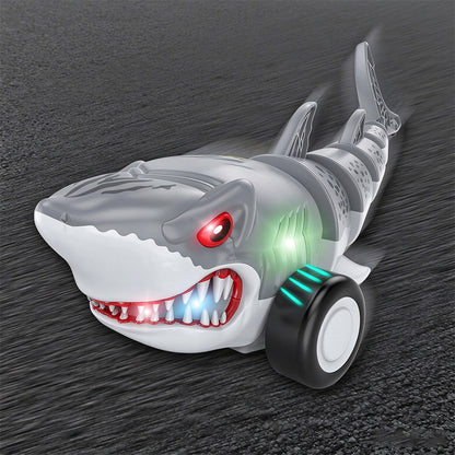 Shark Shaped Off Road RC Car with Colorful Lights and 360 Degree Spin - Grey