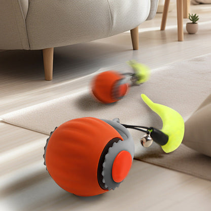 2-Mode Automatic Moving Ball Toy for Cats USB Rechargeable Interactive Cat Toy Orange