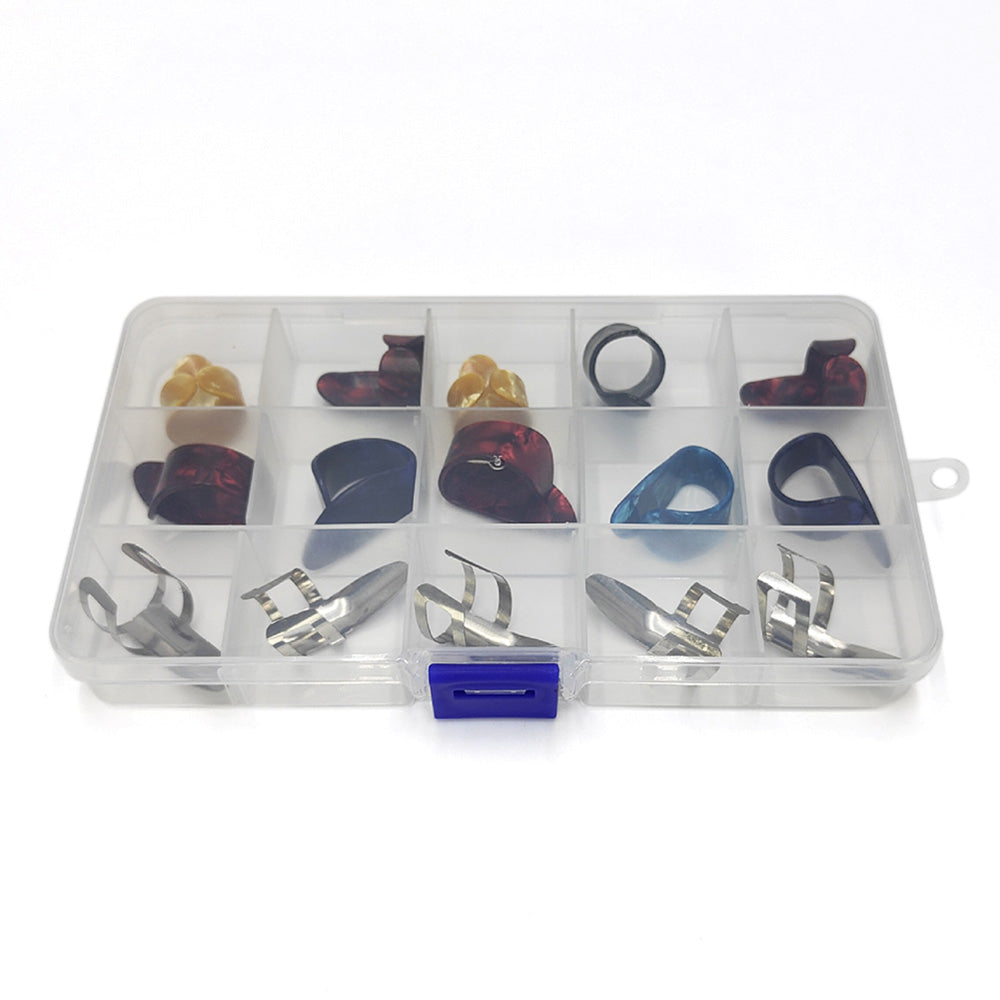 15PCS Finger Pick Set for Guitar ¨C Includes 15-Grid Storage Case Box