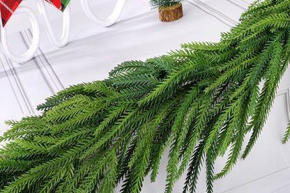 Christmas Norfolk Pine Garland Rattan Greenery Garland for Home Fireplace Decor