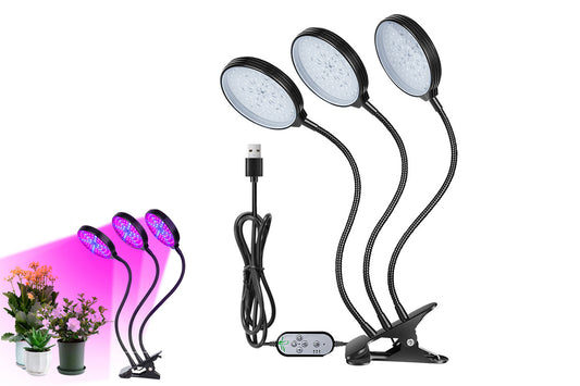 Indoor Plants LED Grow Lights Suitable Greenhouse Flowers Veg Succulents Potted Growth-Triple Heads