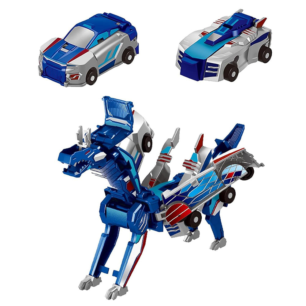 Collision Dinosaur Car Toy Magnetized Vehicles Transform into Dinosaurs for Kids Blue