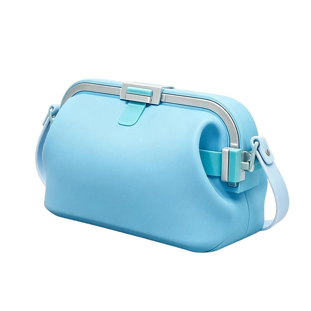 Water-resistant Foldable Silicone Beach Bag with Handle - Blue