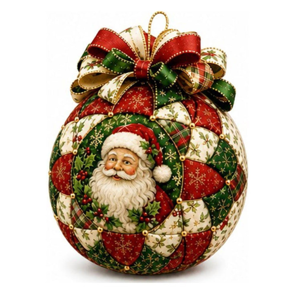 Adult Christmas Patchwork Ornament DIY Kit Xmas Fabric Ball Craft Set Santa Claus