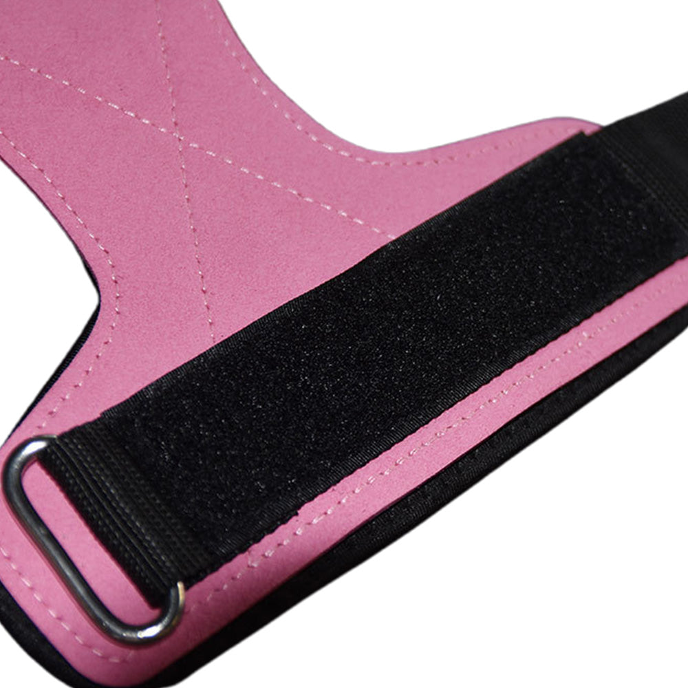 Pair of Weight Lifting Gloves Adjustable Hook and Loop Wrist Strap for Deadlift and Powerlifting Gym Workout Lifting Hooks Pink