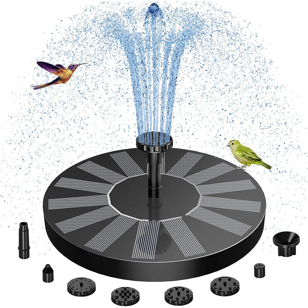 Solar Water Fountain with 6 Nozzles Solar Powered Floating Solar Pond Pump for Bird Bath Pond Pool Fish Tank
