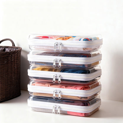 4Pcs Large Clear Hard Shell Zipper Case Makeup Organiser Toy Storage Bag