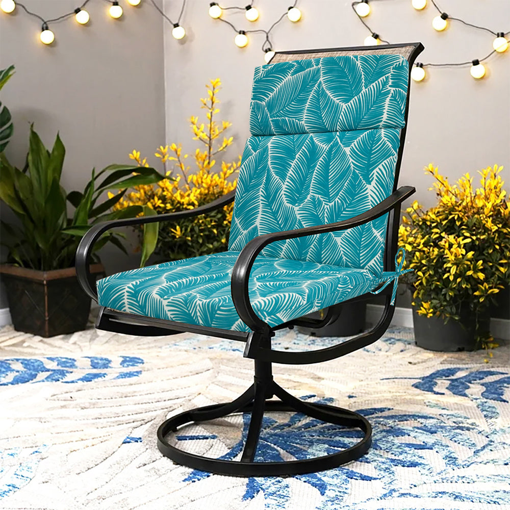 Water Resistant Seat Cushion Backrest Back Deep Chair Cushion - Blue