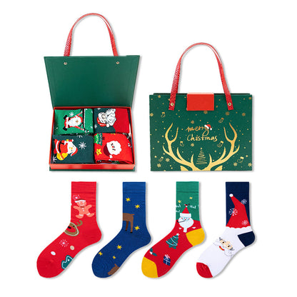 4 Pairs of Christmas Socks Funny Cotton Socks Style 2