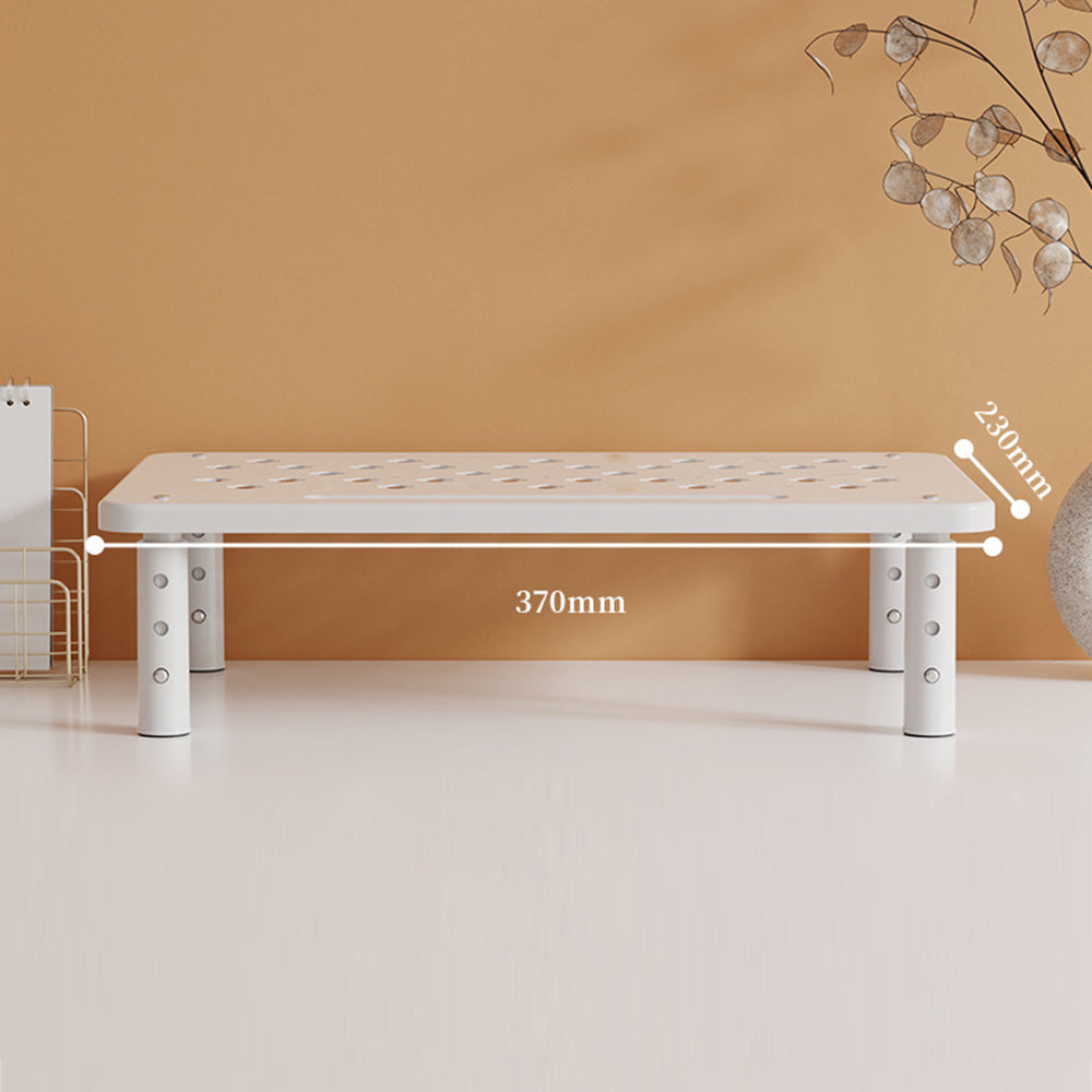 3-Height Adjustable Monitor Riser Laptop Printer Computer Stand Desktop Shelf White