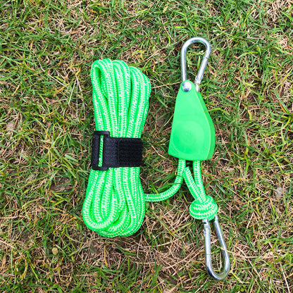 5M Adjustable Fast Release Pulley Camping Rope Camping Tent Guy Line for Canopy Green