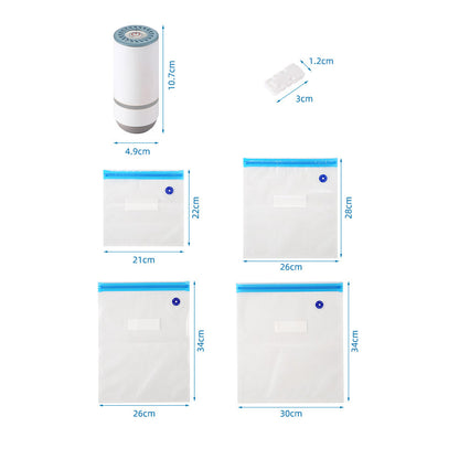 Electric Vacuum Sealer Set Handheld Vacuum Sealer with Reusable Vacuum Food Storage Bags and Sealing Clips
