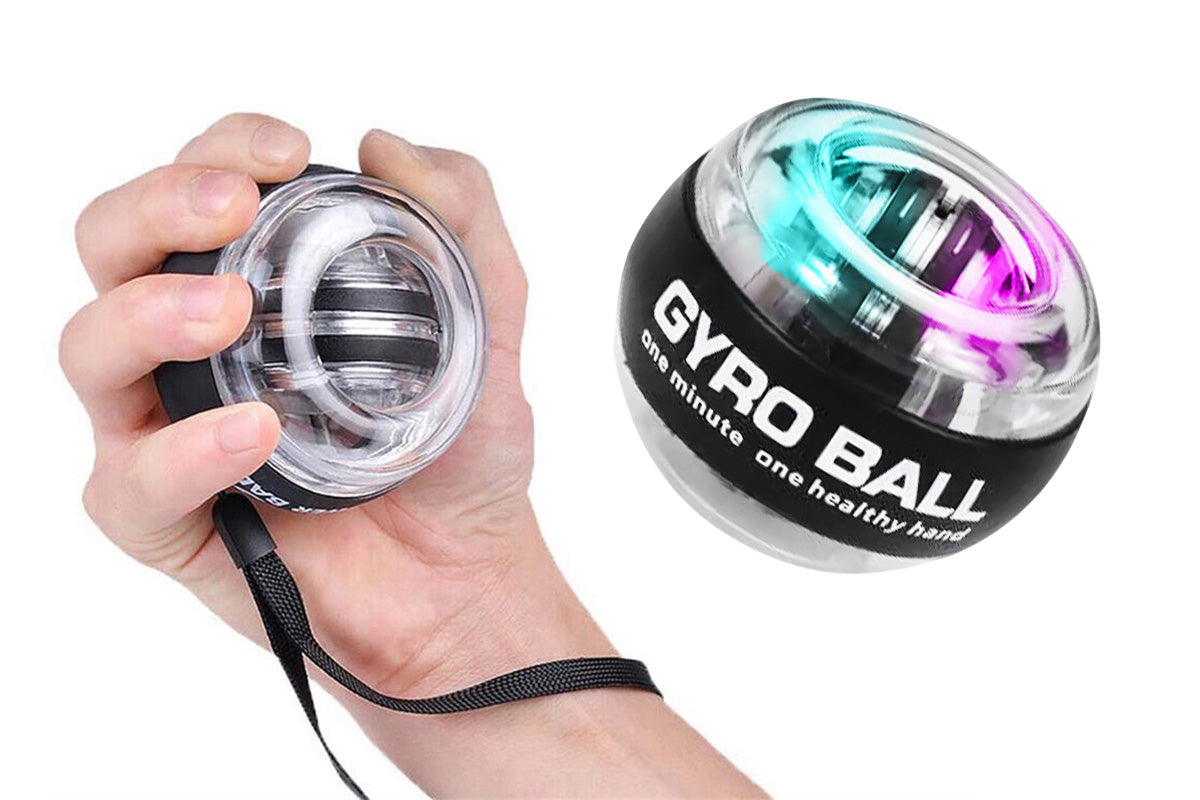 6 Color LED Gyroscope Wrist Exercise Ball Strength Trainer Muscle Training-Black